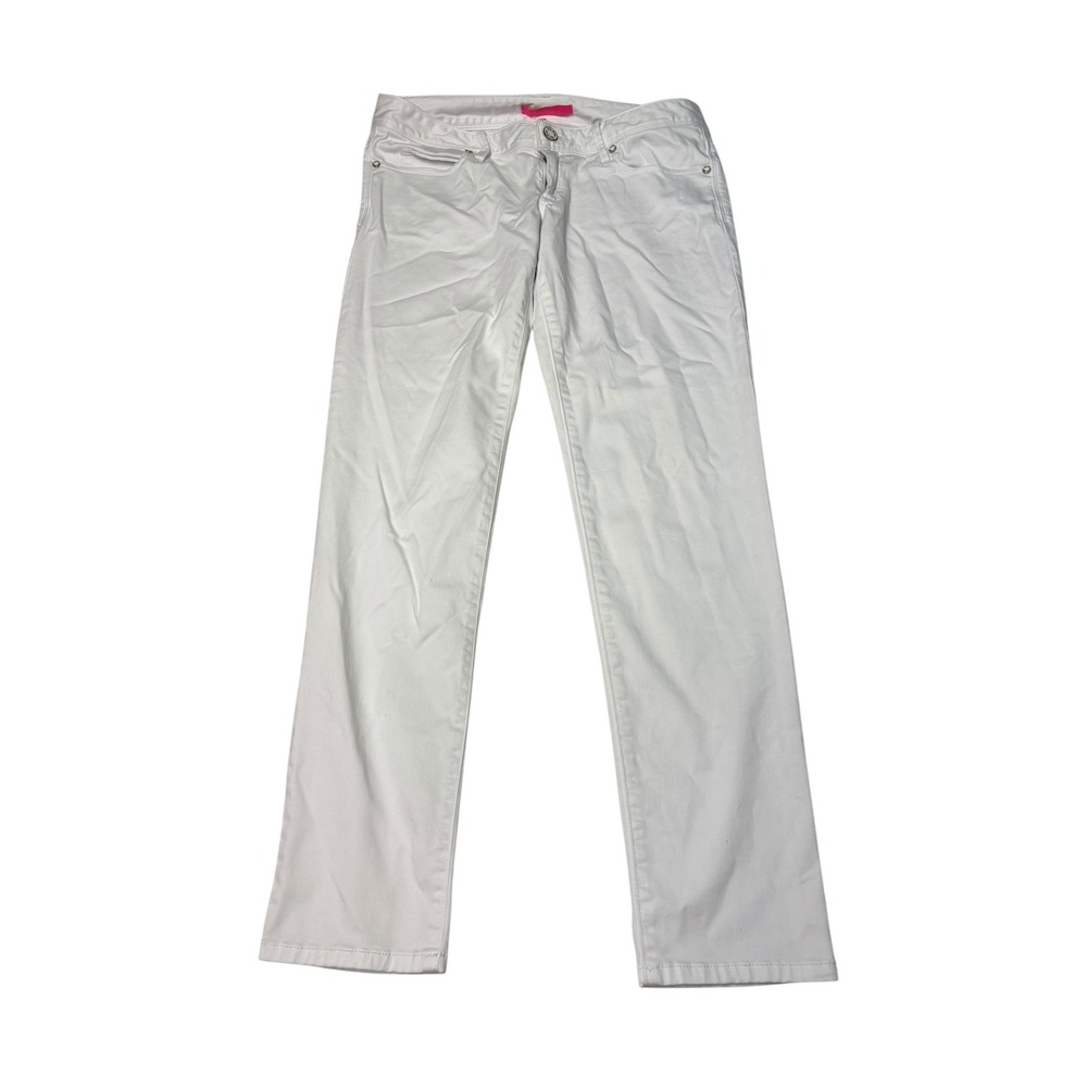 Lilly Pulitzer White Straight Leg Pants Womens 6‎ W32 L29 Cotton Blend Twill